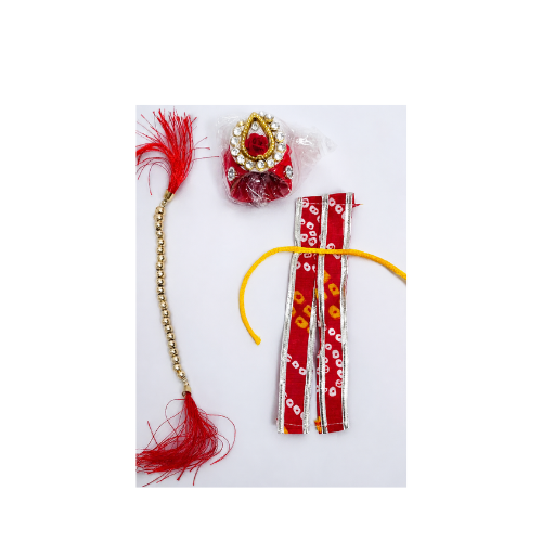 Kanhaji Poshak In Red & Yellow Bandhani Print - Image 3