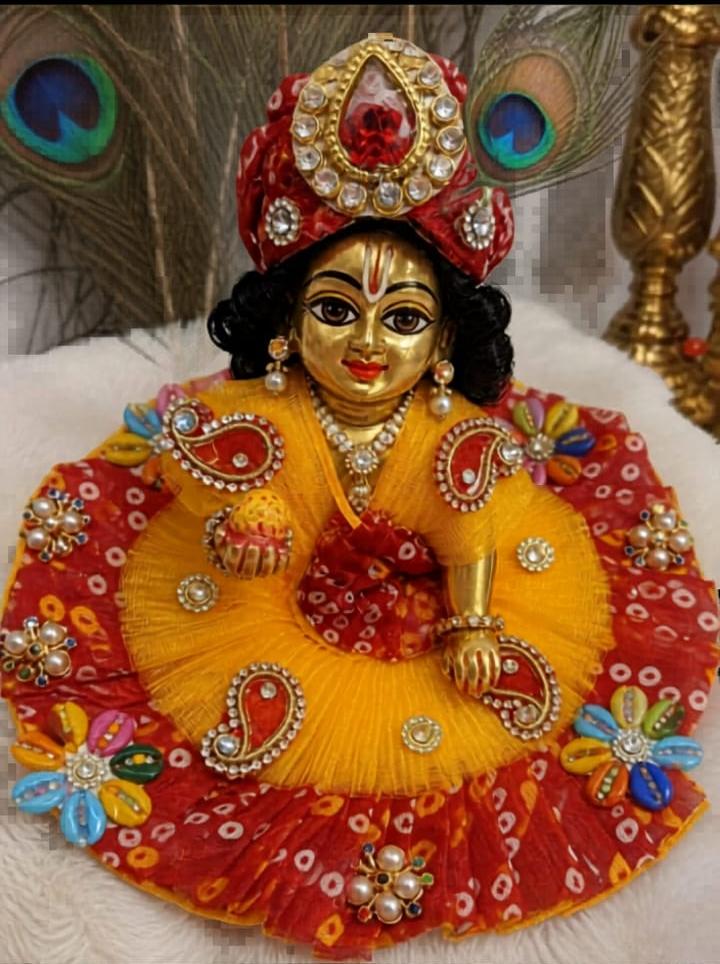 Kanhaji Poshak In Red & Yellow Bandhani Print