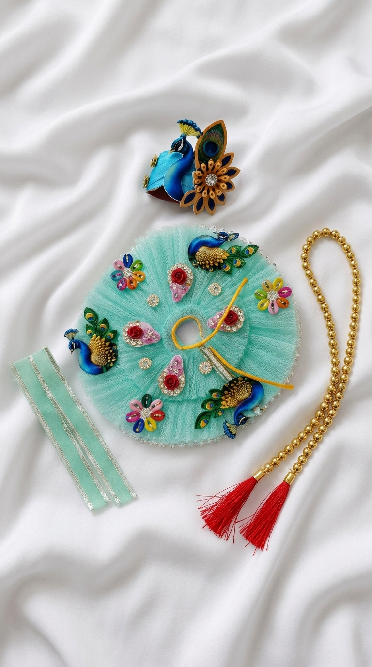 Kanhaji Peacock Print Poshak - Image 3