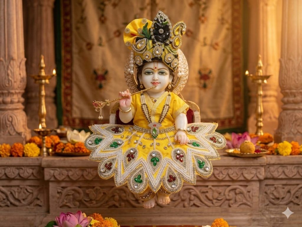 Vrihayra Home Temple Decor and Laddoo Gopal idol Poshak