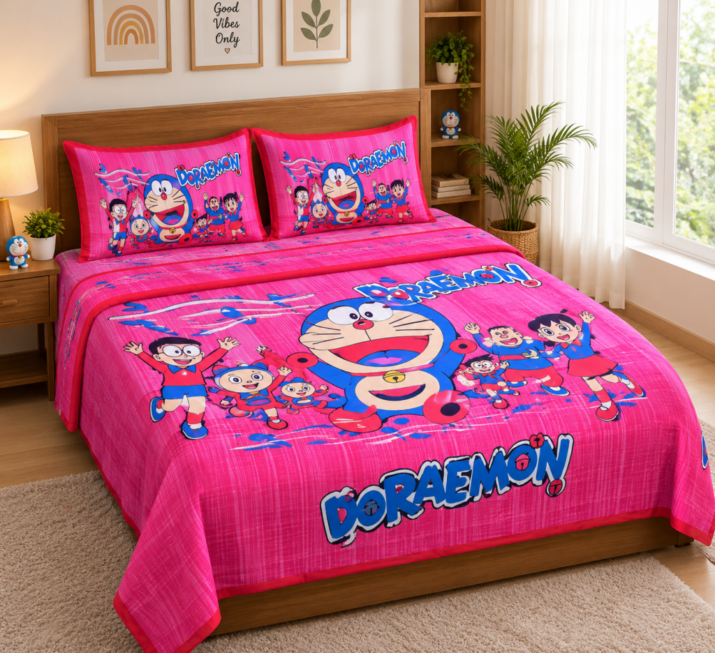 Vrihyara Home Decor Kids Room Cartoon Bedsheet Doraemon